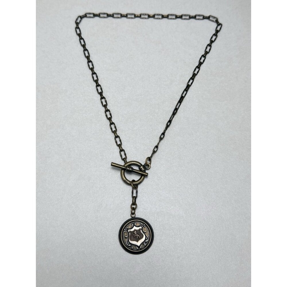 Tommassini Vintage Necklace Bronze Medallion Crest Toggle Chain - Picture 8 of 8